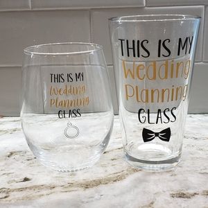 Set of 2- Wedding Planning Beverage Glasses